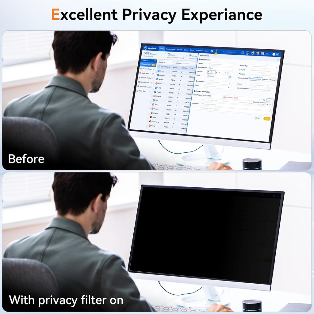 Mamol 21.5 Inch Computer Privacy Screen - Removable Anti Blue Light Glare Filter, Anti-Scratch Protective Film