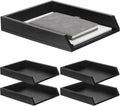 4 Pcs Wooden Letter Trays Wood Letter-Size Desk Organizer Heavy Duty 2 Tier Stackable Supports Paper Tray Desktop Drawer Organizer File Folder Magazine Office Accessories (Black)