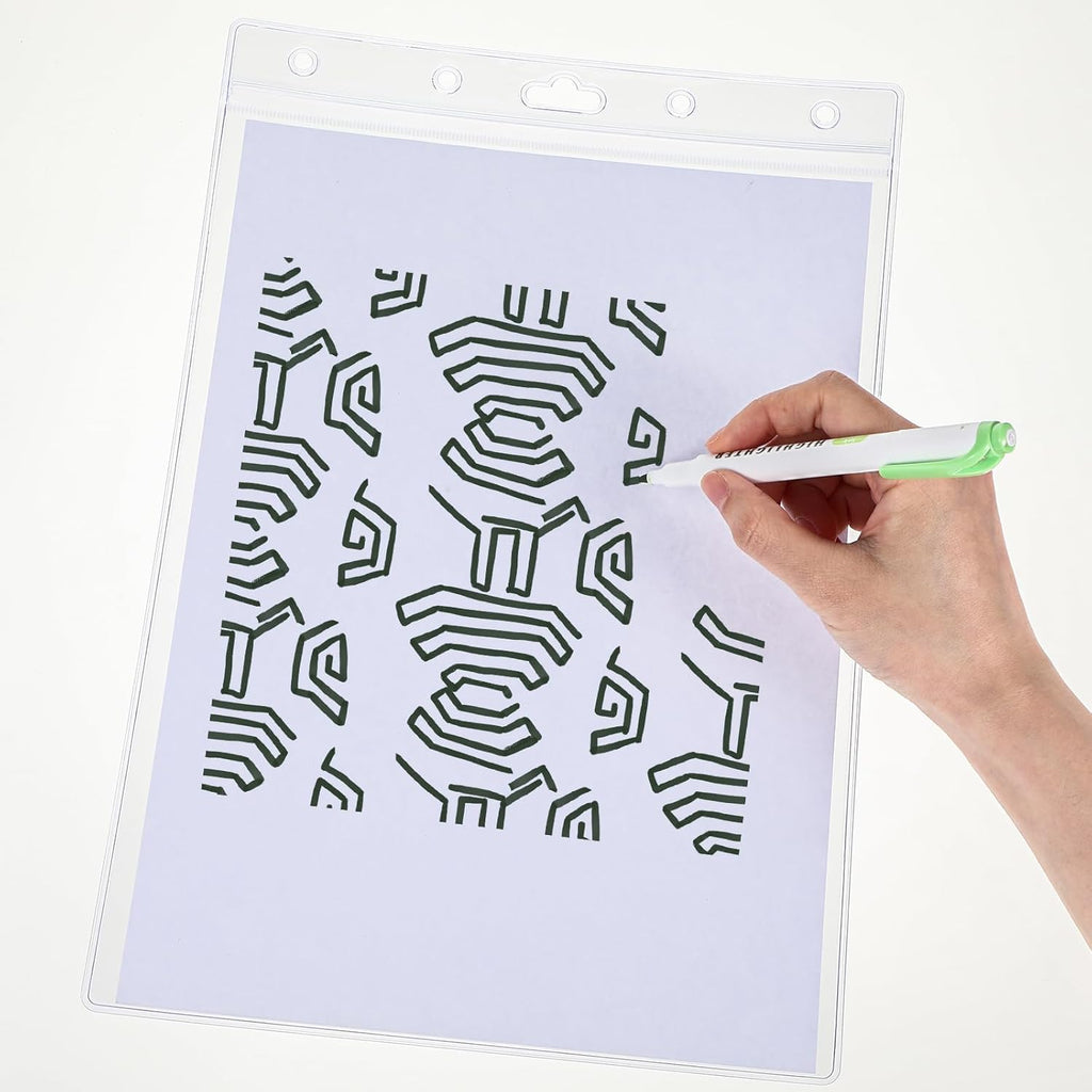 10 Pack Job Ticket Holders 8 1/2" x 11" Waterproof Zip Page Protectors Heavy Duty Dry Erase Document Storage Shop Ticket Holders