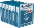 Easyview Premium 3-Ring Binders with Clear-View Covers and Round Rings, Binders for School or Office, 2 Inch, Pack of 6, Turquoise Blue