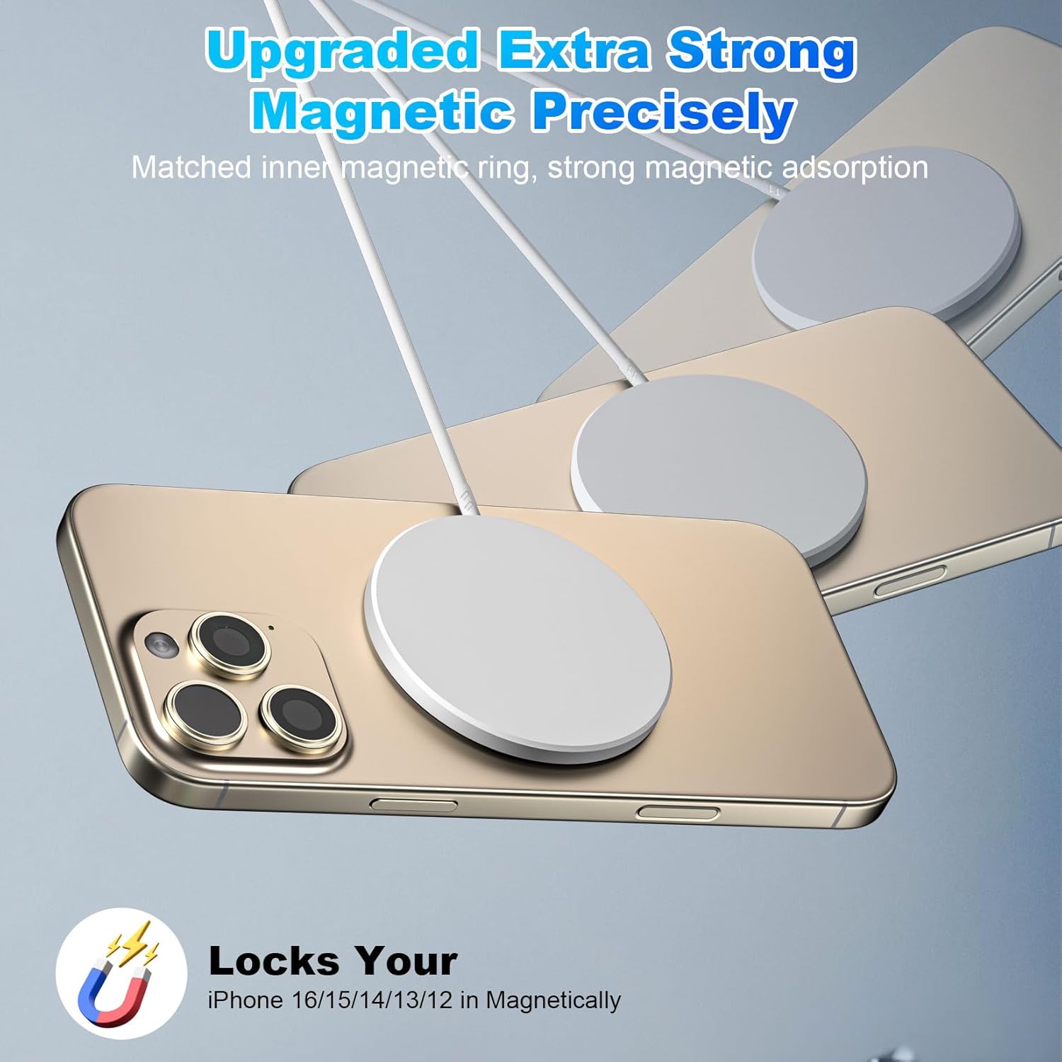 Magnetic Wireless Charger iPhone,Wireless Mag Safe Charger Magnetics Charger Pad USB C Charging Block and 10FT Mag-Safe Magnetic Chargers for iPhone 17 Pro Max/17 Air/16/15/14 Pro,AirPods Pro 3