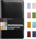 Sooez Leather Professional Business Card Book Holder Organizer, 240 Capacity Credit Card Booklet, PU Name Cards Holder Storage File for Men Women, 7.7 x 4.5 Inch, Black
