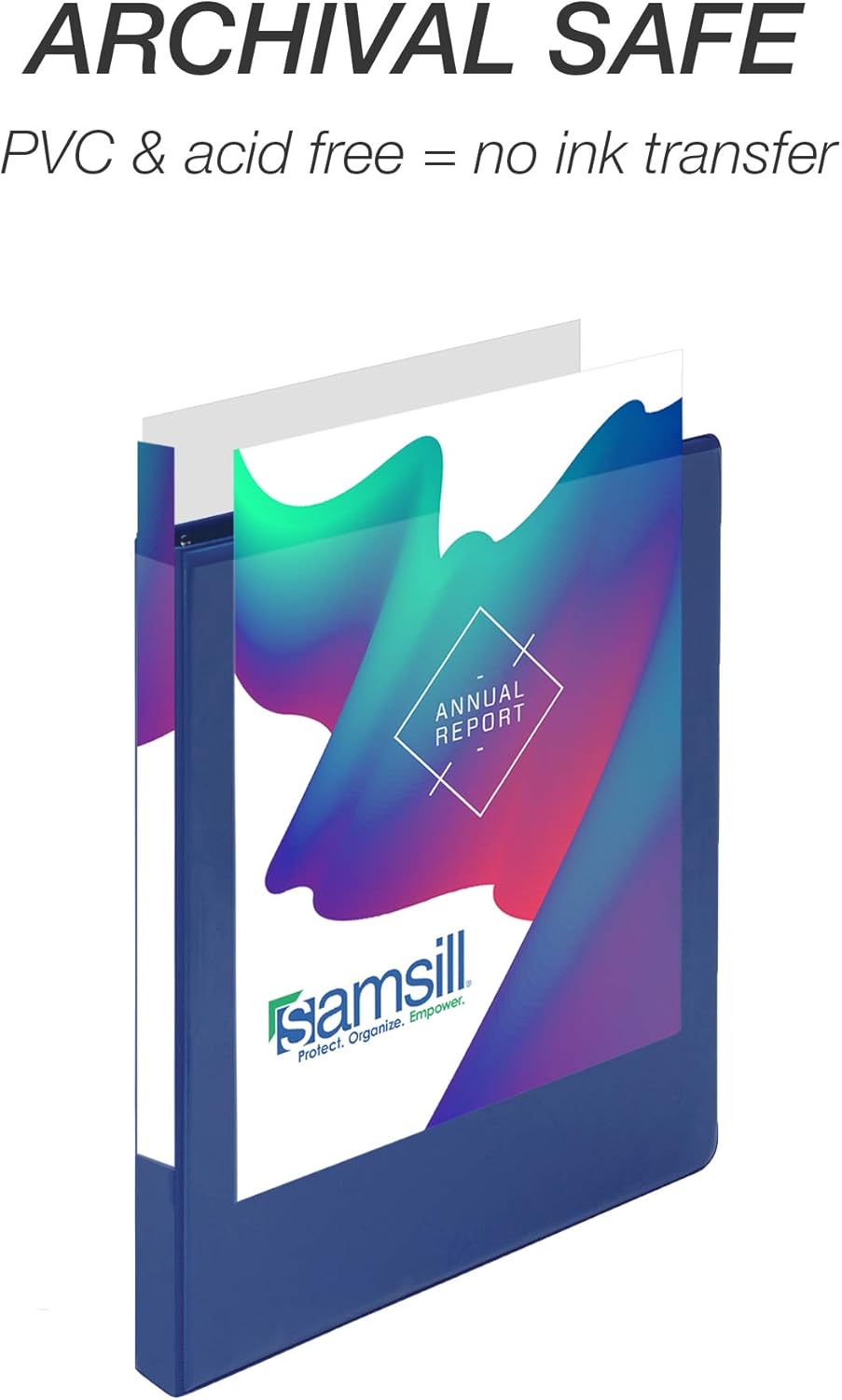 Samsill Durable .5 Inch Binder, Made in the USA, Round Ring Customizable Clear View Binder, Blue, 8 Pack (MP88412)