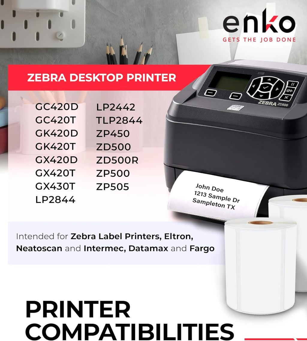 enKo 4" x 2" Labels for Zebra Desktop Printers (24 Rolls | 18,000 Labels) - Direct Thermal Address Mailing Shipping Barcode FBA Stickers FNSKU Label for Zebra and Eltron (Perforated)