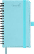 BEZEND Pocket Planner 2025-2026 Weekly and Monthly, 3.5" x 6" Academic Planner (Jul 25-Dec 26) 18-Month Mid-Year Calendar Book, Storage Pocket, Pen Holder, PU Leather Softcover, Spiral - Sky Blue