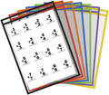 Thornton's Office Supplies Oversized Heavy-Duty Shop Ticket Learning Reusable Dry Erase Classroom Top-Load Pockets Sleeves Charts, 9 x 12 Inches, Assorted Colors (50)