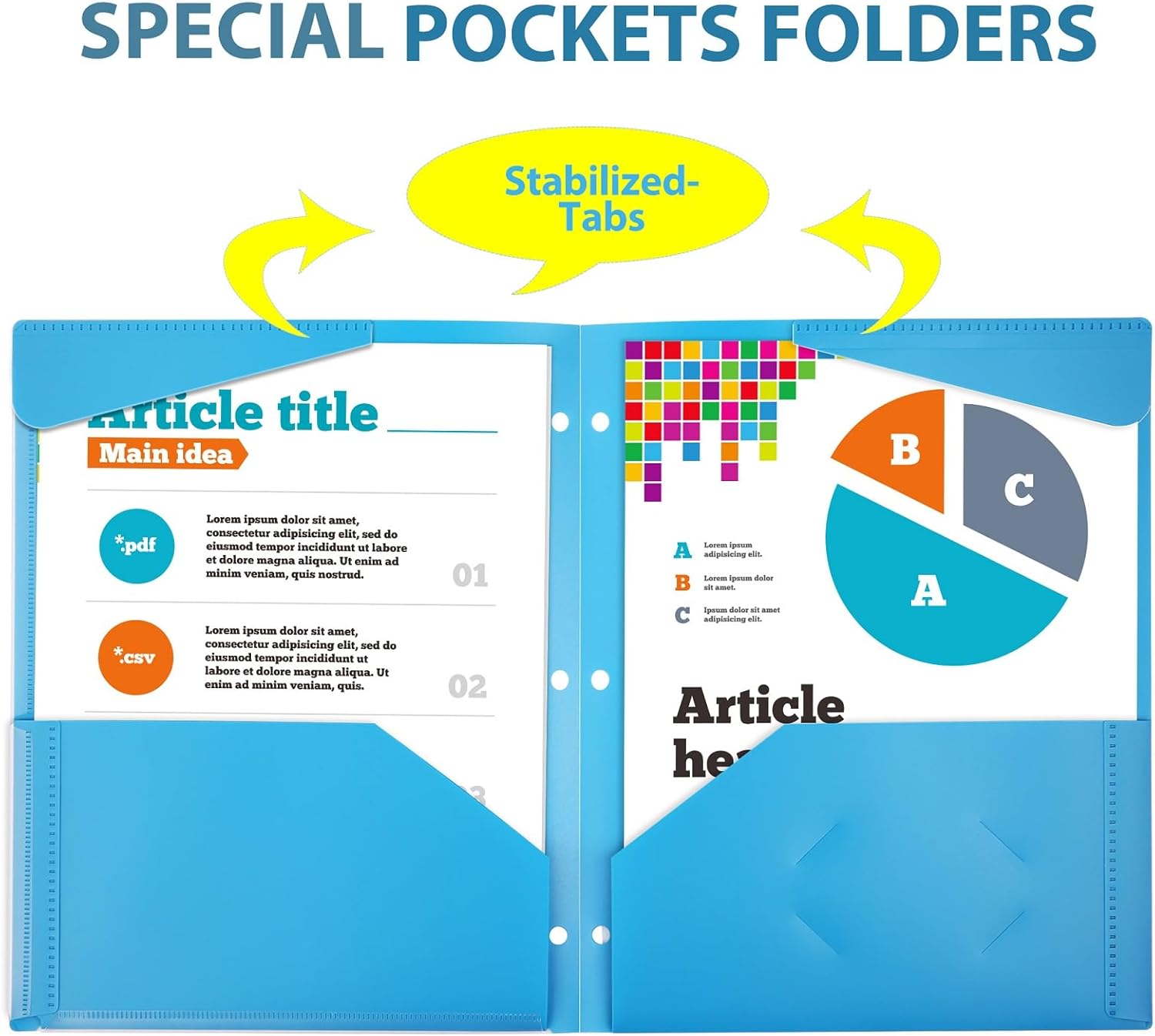 TEWRLANDE 16 Packs Heavy Duty 3 Pocket Folders with Holes, Plastic Folders with Clear Front Pocket for 3 Ring Binder, for Letter Size Paper, Assorted Colors/Card Slot