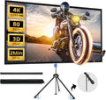 Projector Screen with Stand, PARIS RHÔNE 80-inch Outdoor Indoor Projector Screen 16:9 4K HD PVC, 1.5 Gain Portable Wrinkle-Free Movie Screen for Home Backyard Theater with Carry Bag, Ground Nails