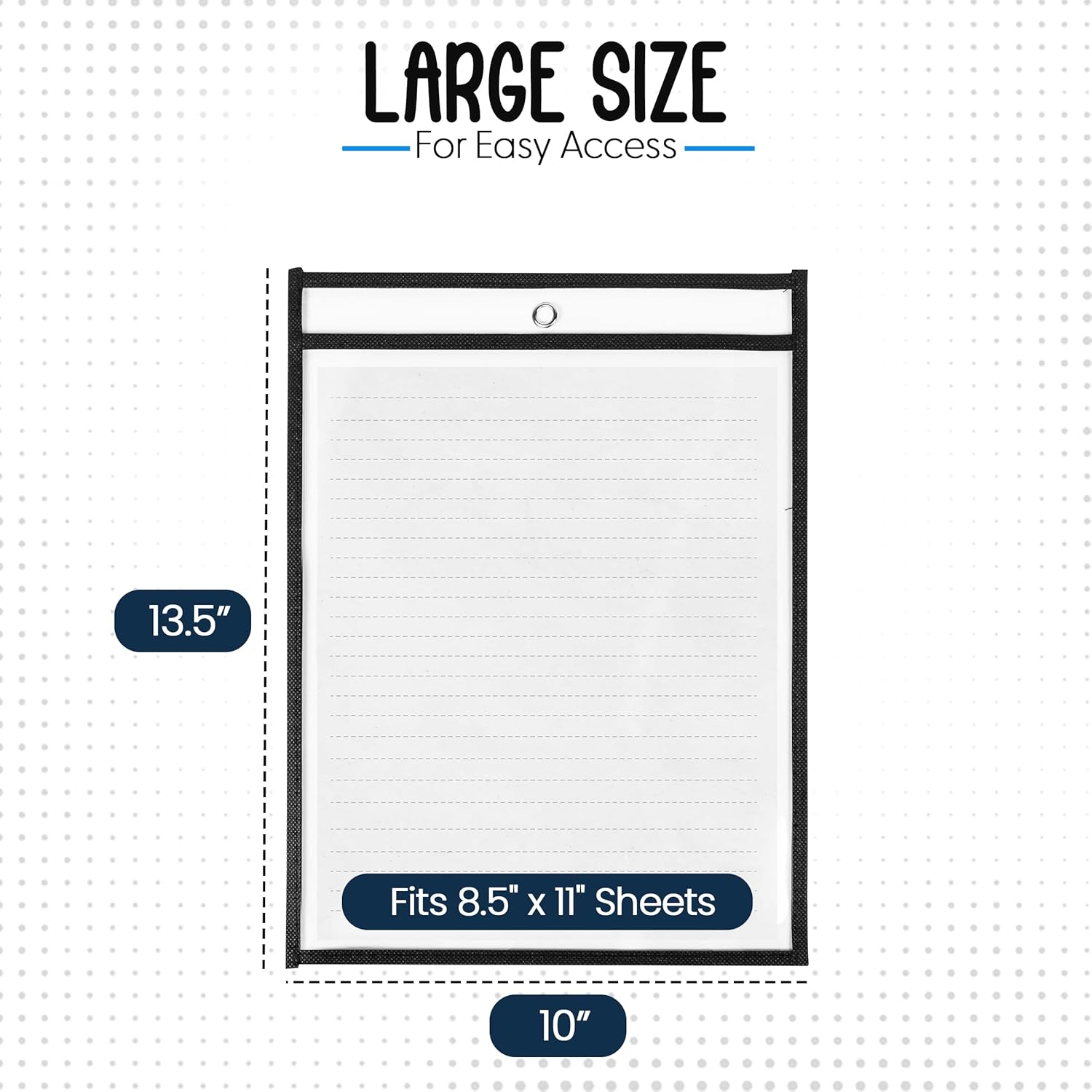 Essex Wares - 25 Pack, Black, Job Ticket Holders, 10" Wide x 13.5" Tall - Clear Plastic Shop Ticket Holders - Easy to Use, Reusable & Easy Erase Plastic Invoice Holders, Water-Resistant & Durable