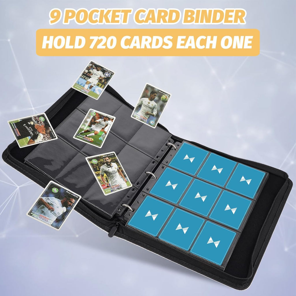 720 Card Binder, Premium Trading Card Binder, 9 Pocket Double Sided Pocket PU Card Collection Binder, Collector Card Album, Card Folder for MTG, TCG, Sports Cards, Game Cards (Light Purple)