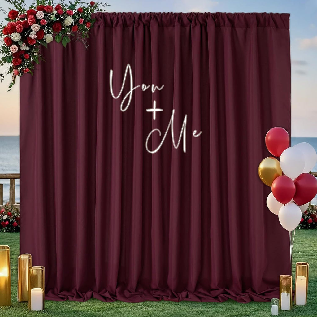 Burgundy Backdrop Curtains Photo Booth Background: 6 Panels 5ft x 10ft Polyester Fabric Drapes - for Party Anniversary Stage Ceremony Decorations