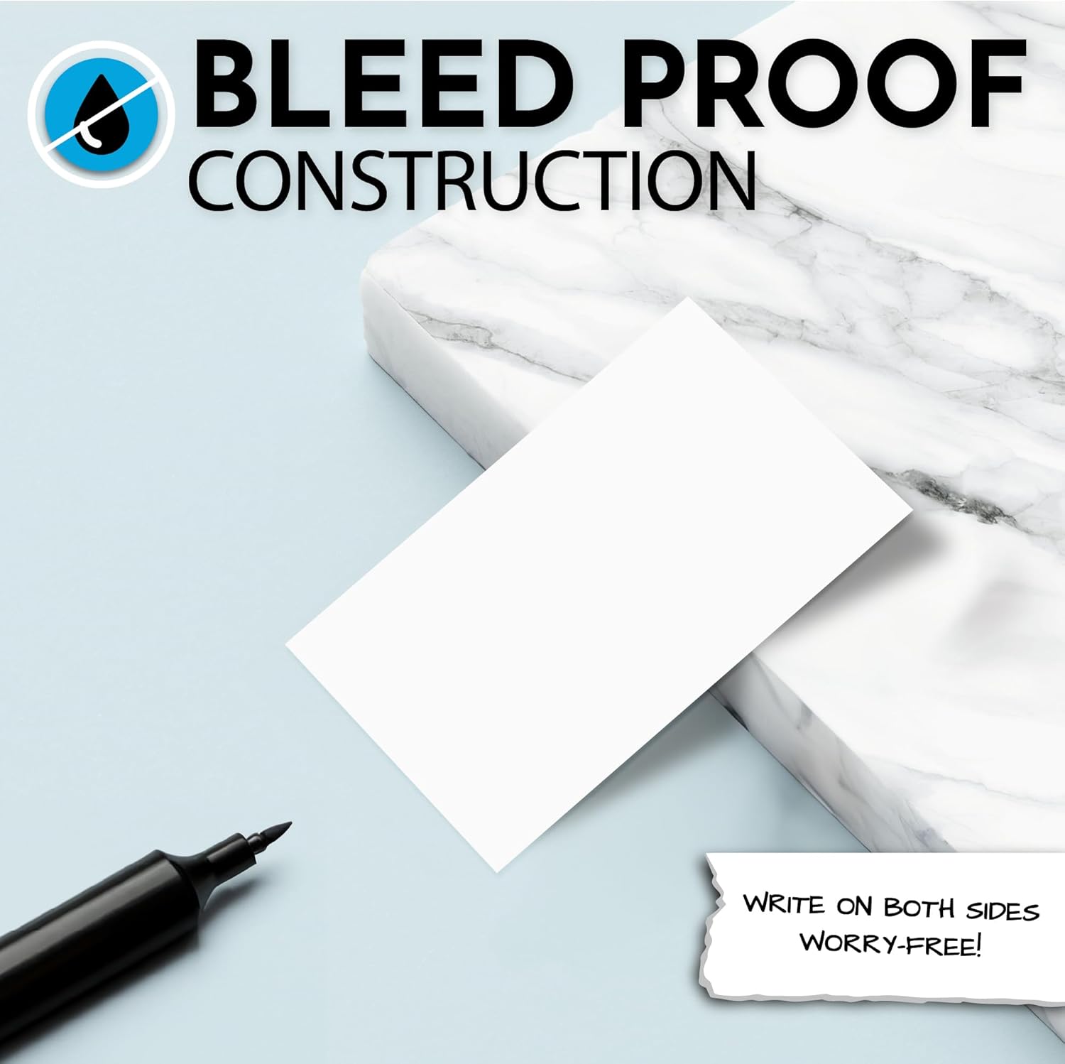 Home Advantage 3.5x5 Blank Index Cards - 50 Pack of Heavy Duty Bleed Proof Note Cards & Flashcards