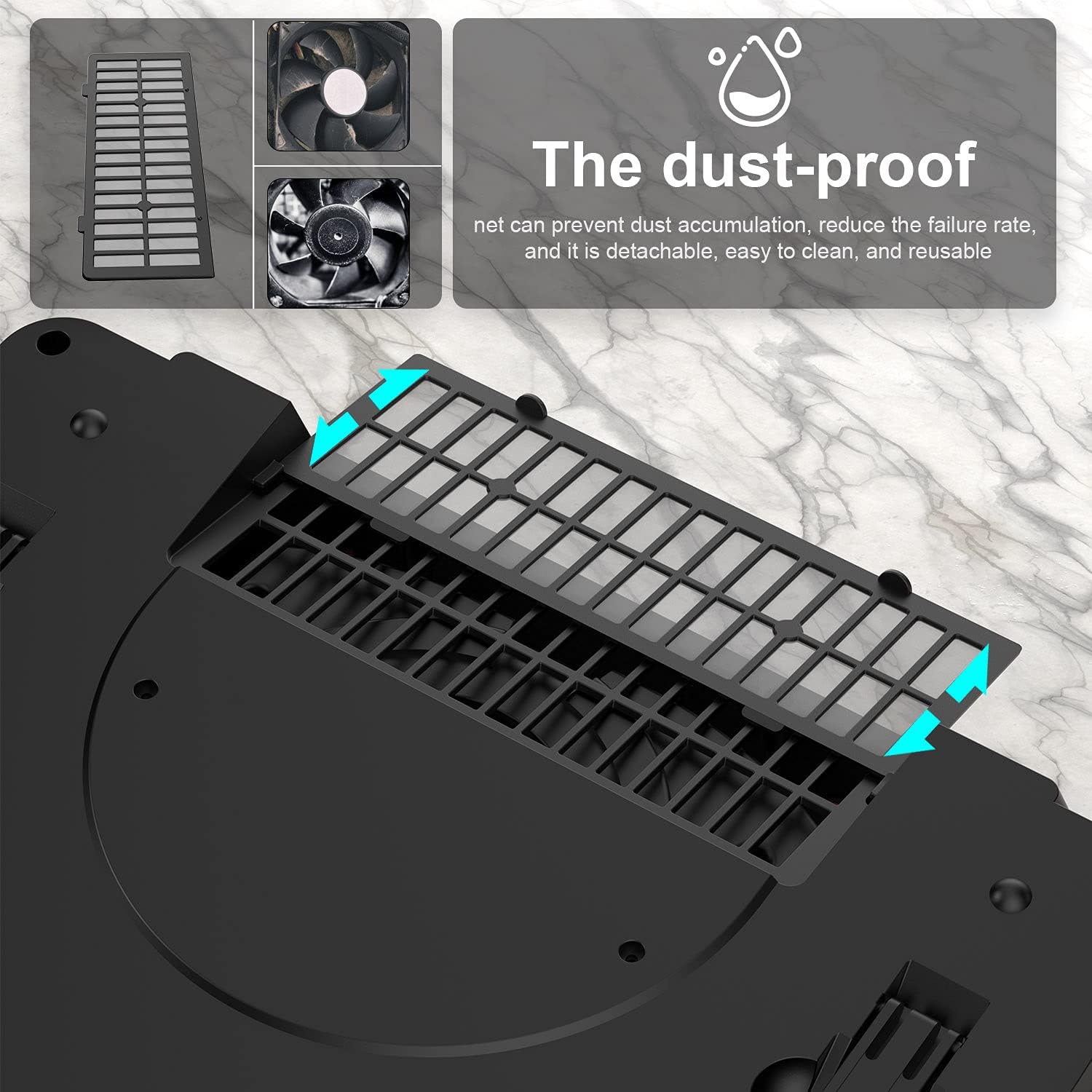 GT500 Powerful Turbo-Fan (4200 RPM) Laptop Cooling Pad with Infinitely Variable Speed,Seal Foam for Rapid Cooling Gaming Laptop,Dust Filter for Protect Laptop,13-17.3inch Laptop Cooler