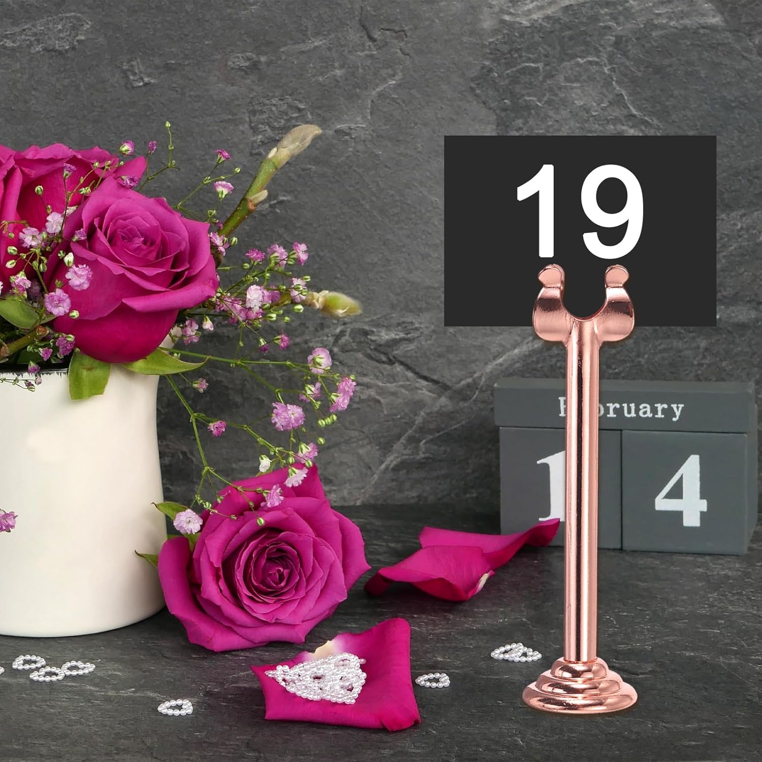 MECCANIXITY 12Pcs Table Number Holder 3.15 Inch Place Card Holder Picture Holders Gold Table Sign Holders for Wedding Anniversary Birthday Party