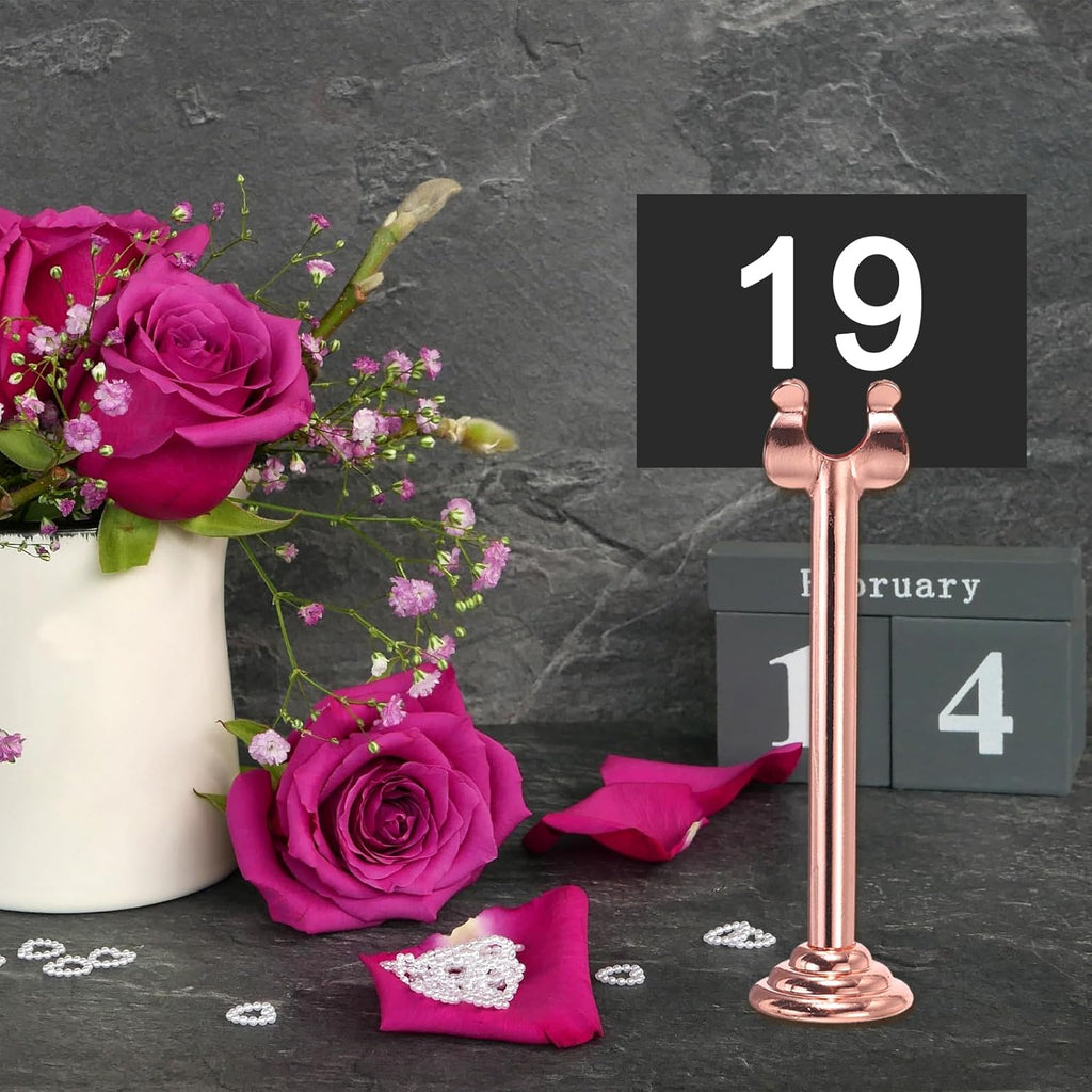 MECCANIXITY 12Pcs Table Number Holder 3.15 Inch Place Card Holder Picture Holders Silver Table Sign Holders for Wedding Anniversary Birthday Party