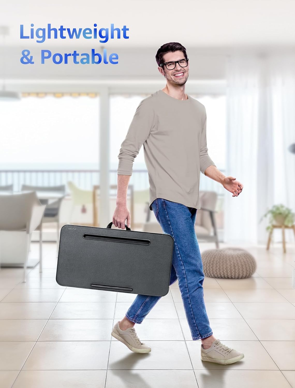Lap Desk - Portable Laptop Stand & Desk, Fits Up to 17.3 in, Washable Cushion, Built-in Phone Holder & Mouse Pad - Gaming, Eating, Writing, Working on Bed, Couch,Floor - L.DOCTOR(Large, Joysticks)