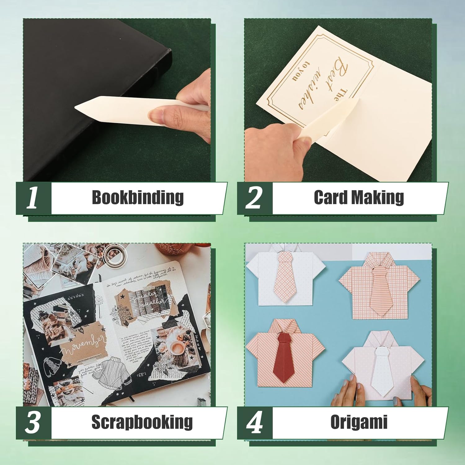 Lineco Genuine Bone Folder Large 8" x 1", Great use for Scoring, Folding and Creasing Paper Projects, Scrapbooking, Bookbinding, Cards, DIY. Ideal for Leather, Handmade Crafts