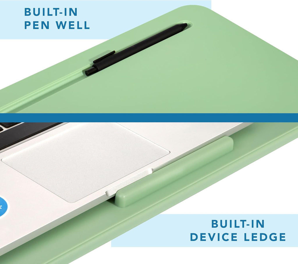 LAPGEAR Original Lap Desk – Large (17.9” x 13”) | Fits Up to 17.3” Laptops | Cushioned with Device Ledge, Pencil Tray & Handle | Portable & Lightweight | 12-Pack | Sage Green – Style No. 45001