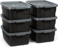Rubbermaid 3-Pack Garage Storage Bins 18x12 Inch Heavy Duty Storage Bins, Large Capacity - USA Made Stackable Plastic Bins with Lids Black