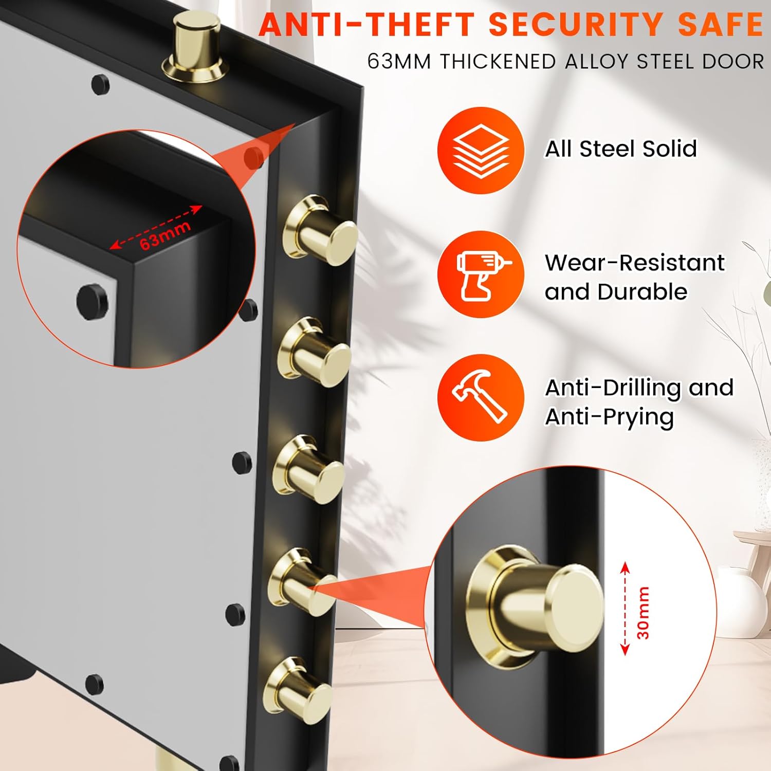 [31.5" Tall] Extra Large Home Safe Fireproof Waterproof, Heavy Duty Steel Safe Box with Fireproof Bag, Combination Lock and Inner Cabinet, Fire Proof Safes for Home Documents Valuables