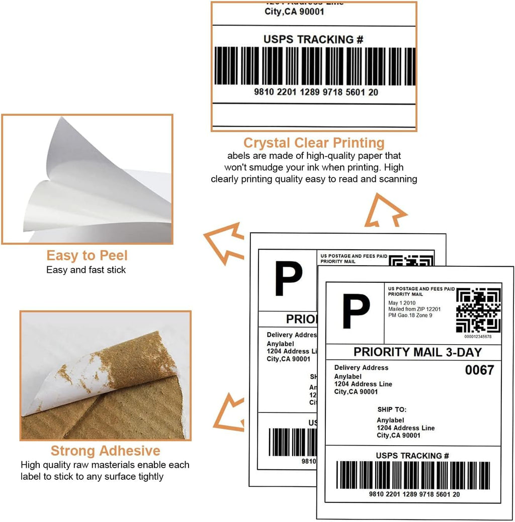 1-up 8.5" x 11" 100 Sheets Printable Sticker Labels Paper,for Laser/Inkjet Printers, Full Sheet Sticker Labels, Write Lable(100 Labels)
