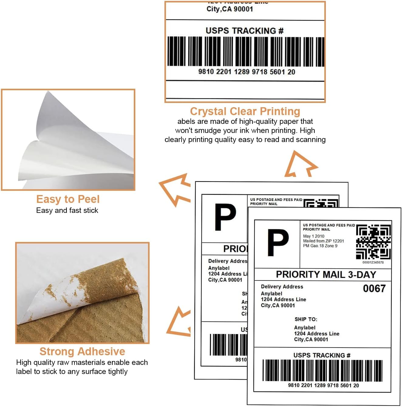 1-up 8.5" x 11" 100 Sheets Printable Sticker Labels Paper,for Laser/Inkjet Printers, Full Sheet Sticker Labels, Write Lable(100 Labels)