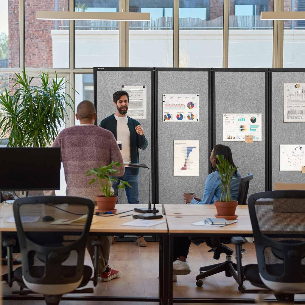 Room Partition,Folding Privacy Divider,Office Partition Dividers,Office Dividers Wall, 10'6"W x 6'7"H,Light Grey