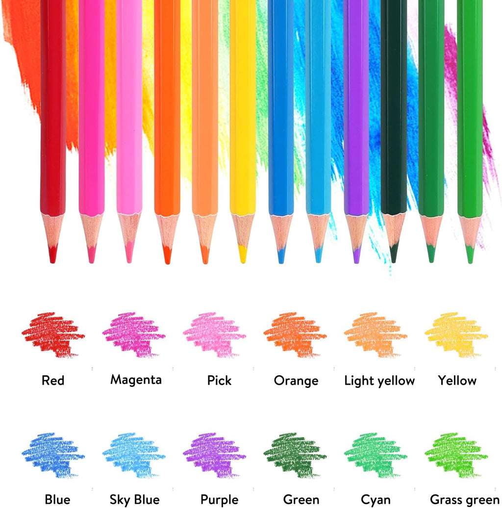 12-Color Colored Pencils Professional Coloring Pencils for Kids and Adults Art Color Drawing Pencil Set