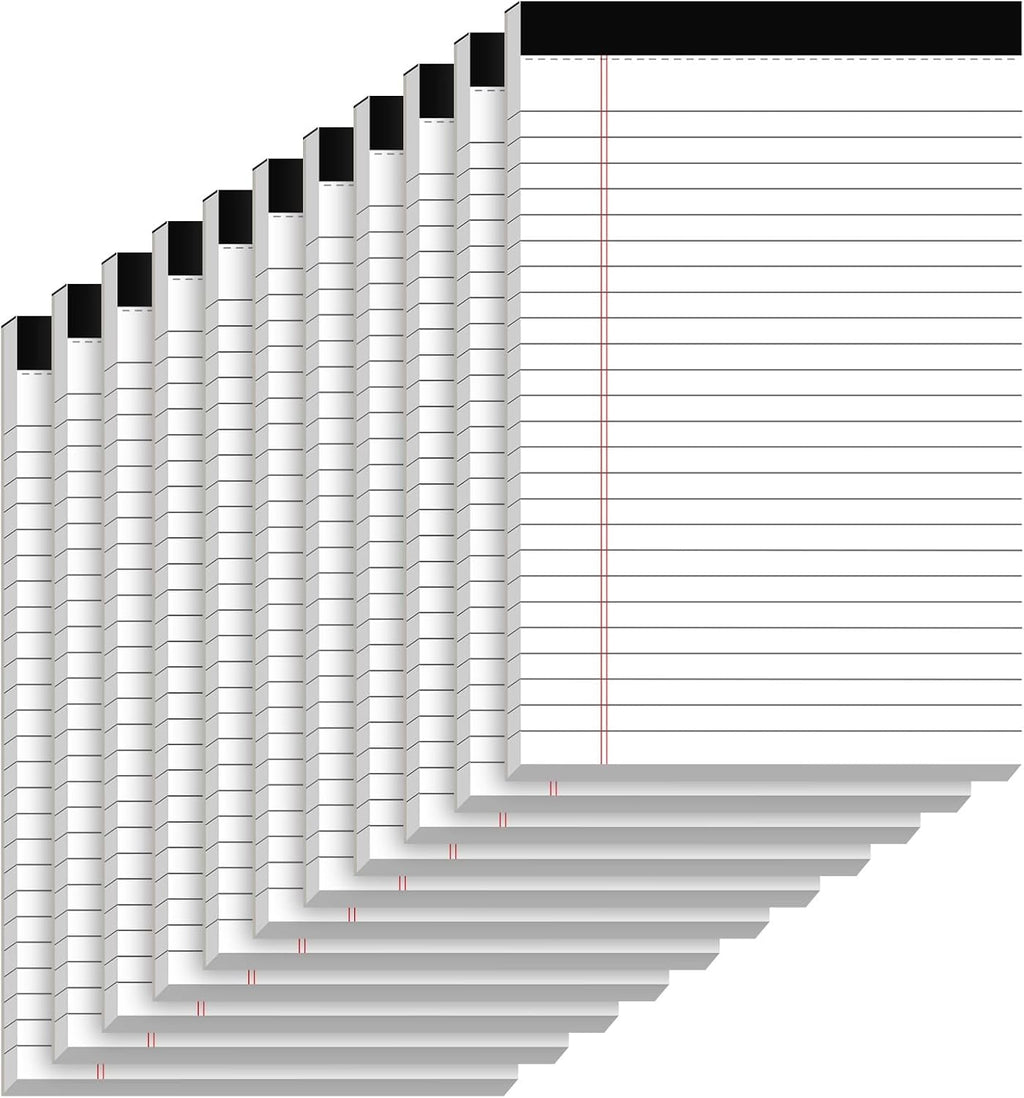 10 Pack of Legal Pad Writing Pads 5" x 8" Notepad 80gsm Recycled Paper Small Legal Pads 25 Lines Note Pads Perforated Legal Pads 30 Sheets Double-Sided Printing Legal Pads for School, College, Office