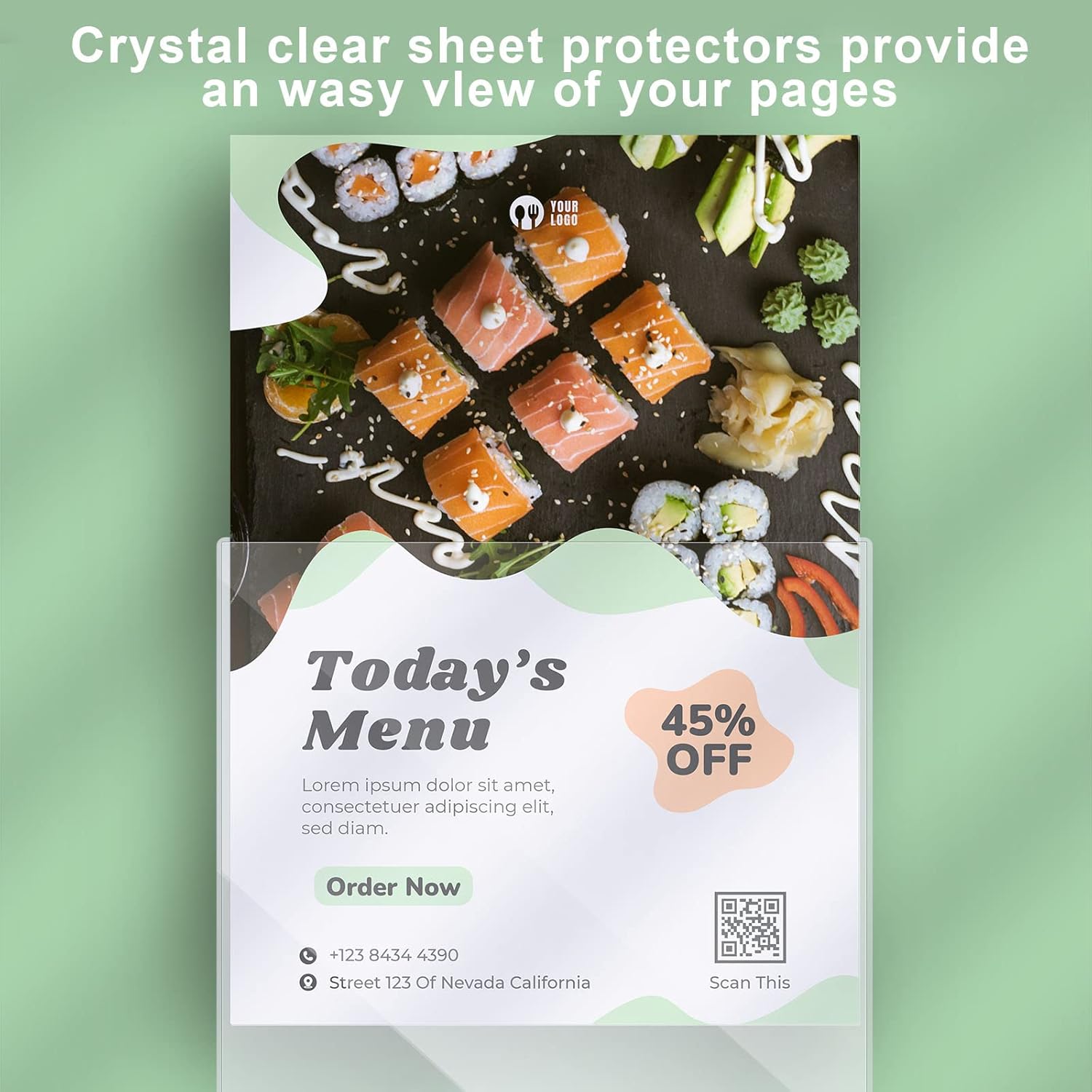Henoyso 5 Pcs 11x14 Inch PVC Rigid Print Protectors, Heavy Duty Hard Plastic Poster Sleeves for Prints, Magazines, Photos & Paper, Ideal Rigid Menu Covers Paper Page Protectors
