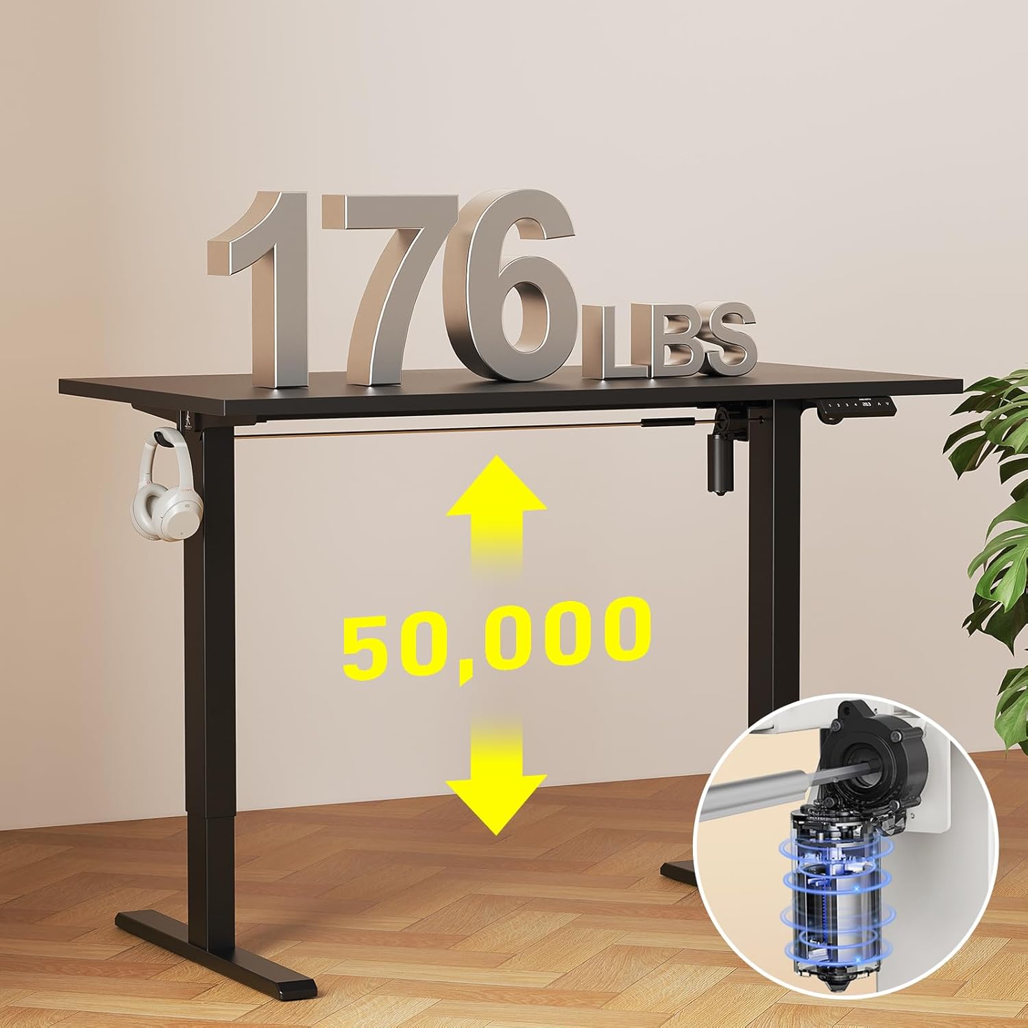 40x24 Inches Whole Piece Electric Standing Desk, Seamless One Piece Height Adjustable Sit to Stand up Desk for Home Office, Ergonomic Computer Workstation, Black