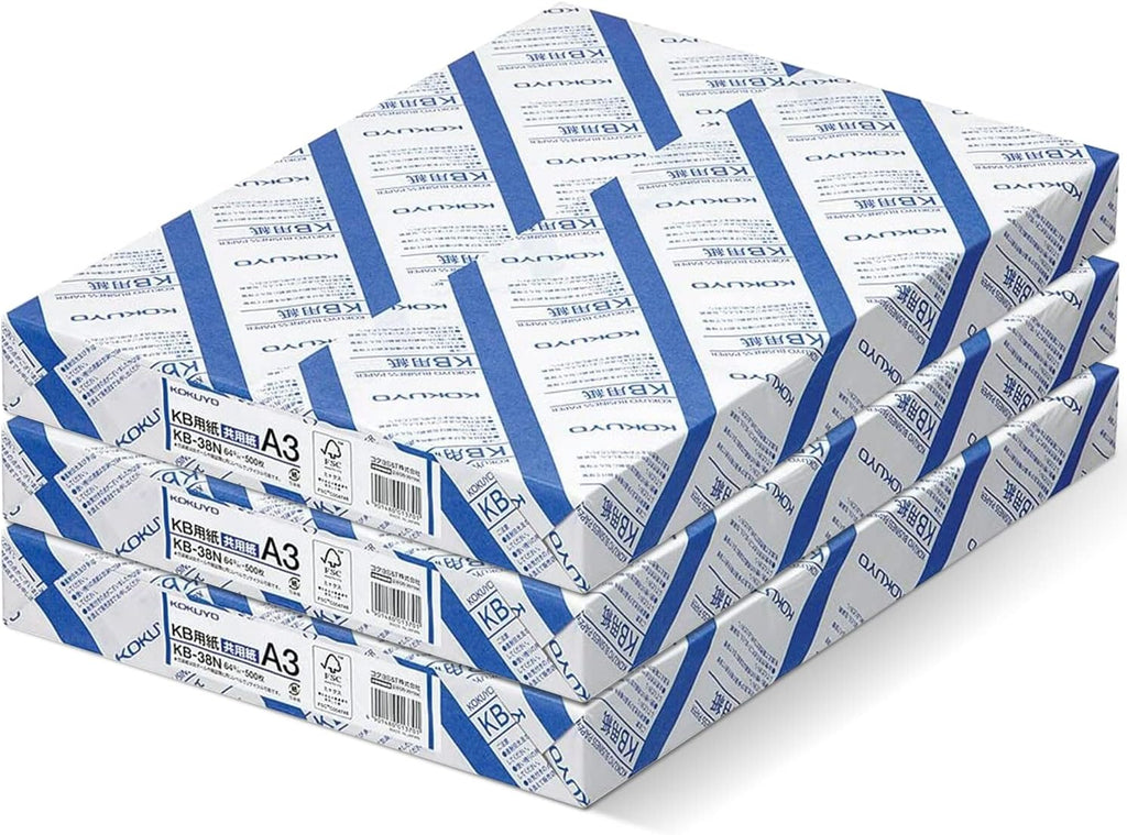 Kokuyo A3 (11.7 in x 16.5 inches) KB Paper, 3 Ream (1500 Sheets), 80 Bright - Perfect for Engineering technical drawings - FSC Certified, Japan Import (KB-38N)