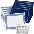 Classic Elite Award Certificate Collection - Includes 25 Certificate Papers (White/Blue), 25 Heavy Linen Folders (Blue/Silver), 25 Silver Foil Seals, Laser & Inkjet Printer Compatible