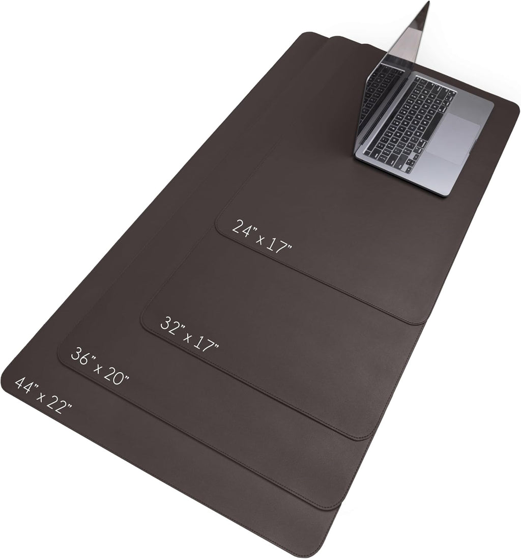 Vine Creations Leather Desk Mat Large 36" x 20", Desk Protector Mat, PU Leather Desk Pad, Non-Slip Large Mouse Pad, Desk Blotter, Desk Pads on Top of Desks, Office Desk Matt for Desktop (Dark Brown)