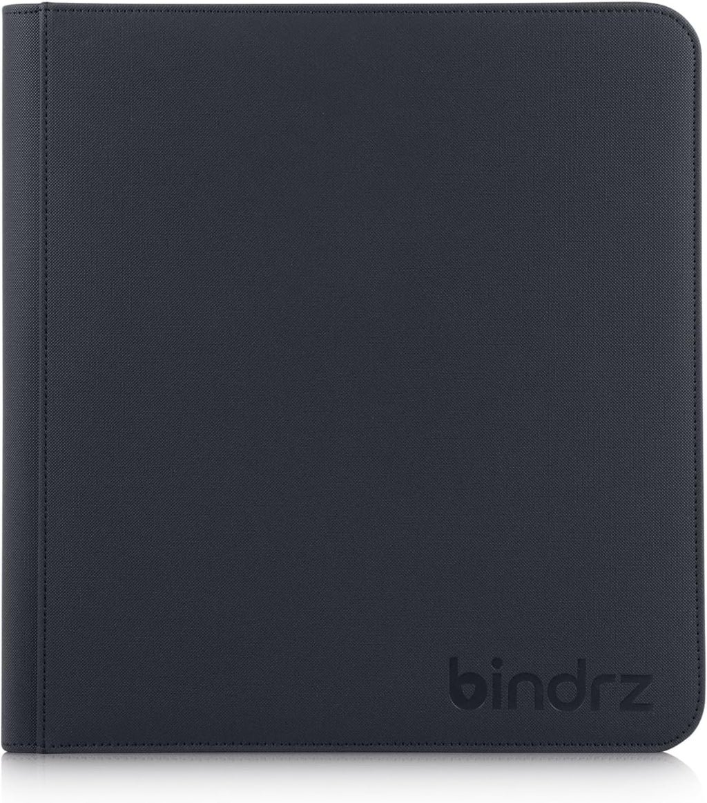 12 Pocket Zipper Binder for 480 Sleeved Trading Cards - Side Loading Pockets Album - Archival Safe Material and Compatible with TCG MTG and Sports Collectibles (Black)