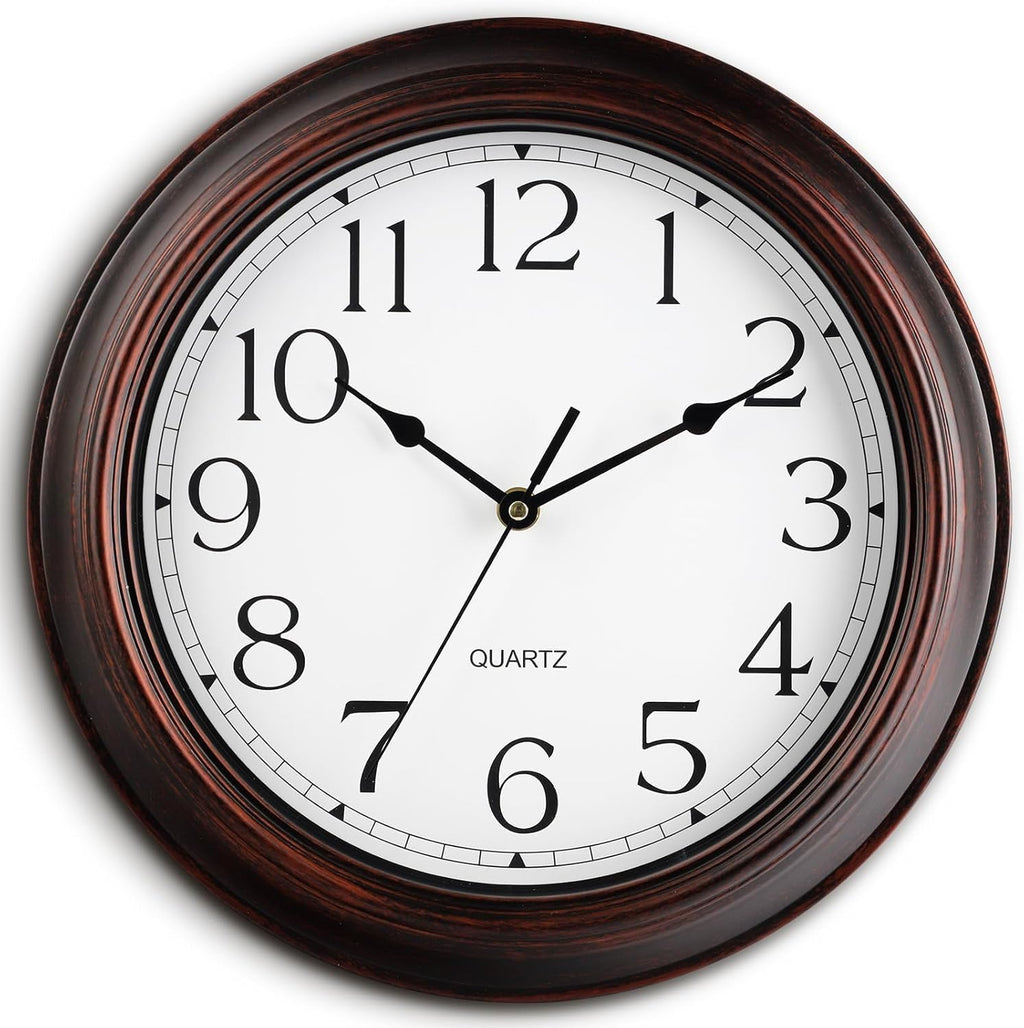 14 Inch Wall Clocks Battery Operated Silent Non-Ticking Wall Clock Vintage Retro Rustic Style Decorative for Living Room Kitchen Farmhouse (Bronze)