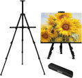 AROIC 1 Pack Art Painting Display Easel Stands,Portable Adjustable Aluminum Metal Tripod Artist Canvases Height from17 to 66 Inch Extra Sturdy forTable-Top/Floor Painting. Black with 1 Storage Bag