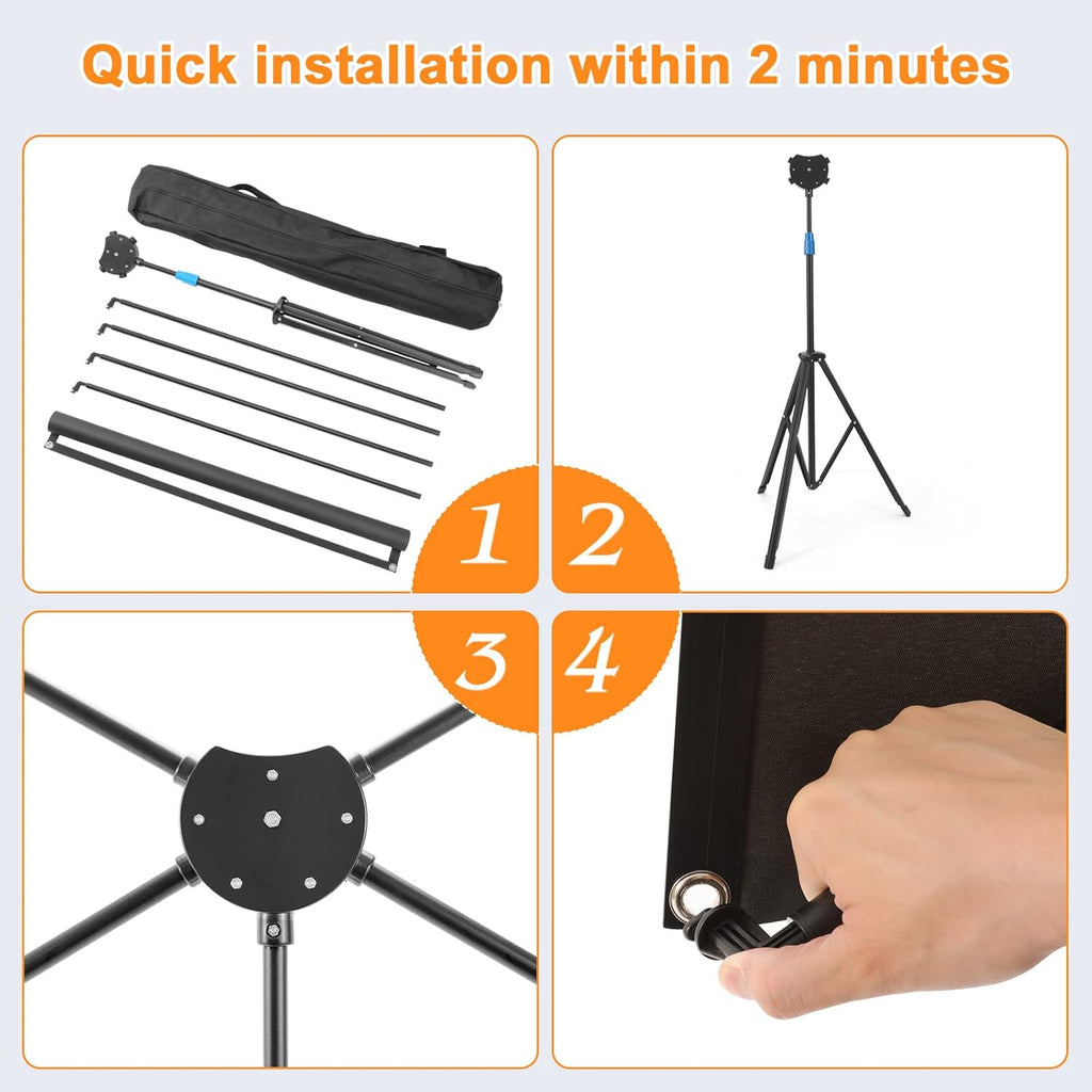 Projector Screen with Stand, 80 Inch Portable Projector Screen Outdoor Indoor, 1.2 Gain Fiberglass Projection Screen, 16:9 Outdoor Movie PVC Screen with Carrying Bag for Movie Night (White Screen)