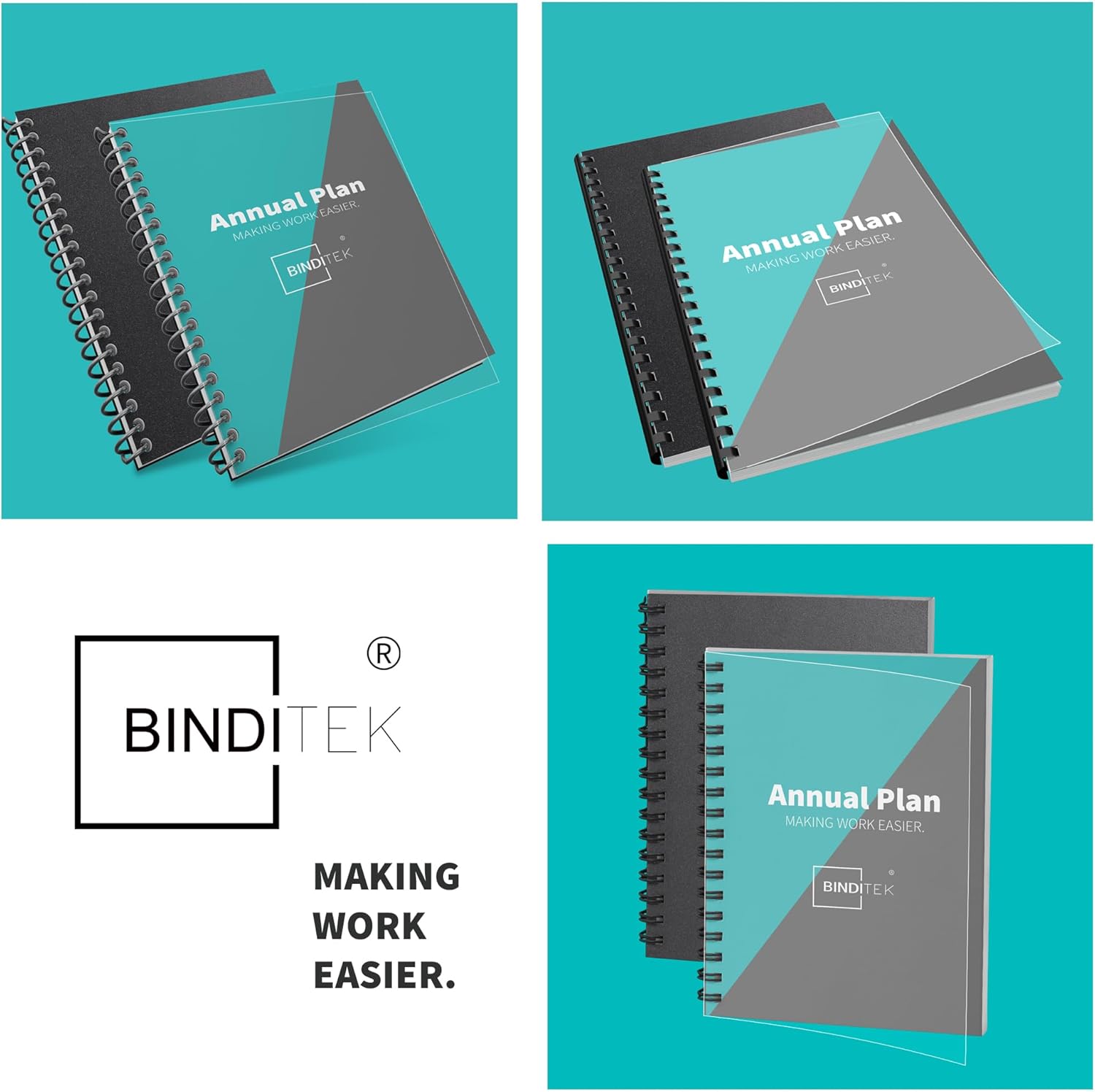 Binditek 200 Pack Binding Covers and Backs Set, 8.5 x 11 Inches, 100 Clear PVC (10 Mil), 100 Sand-Textured Polycovers (12Mil), Letter Size