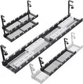 31Inch Extendable Under Desk Cable Management Tray Multi-Model Metal Cable Management Tray Under Desk Cord Management with Clamp Power Strip Cord Holder for Wire Cable Management, Black
