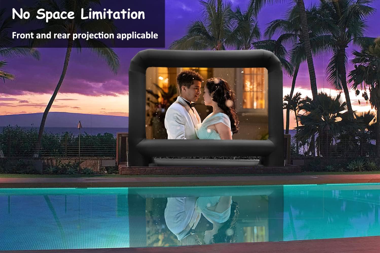 HuaKastro 20 FT Outdoor Inflatable Projector Movie Screen – One-Piece Design, Easy Setup Blow-Up Screen with Fan, Perfect for Parks, Drive-in Movie Nights & Large Outdoor Events (Stable Base)