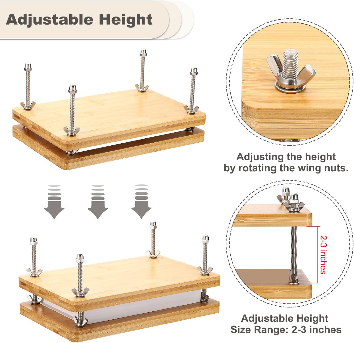 PATIKIL Wooden Book Press, 11.5x7.9Inch Portable Bamboo Book Press Bookbinding Machine Tool Kit One Layer for Book Binding Supplies Handmade Paper Press, Wood