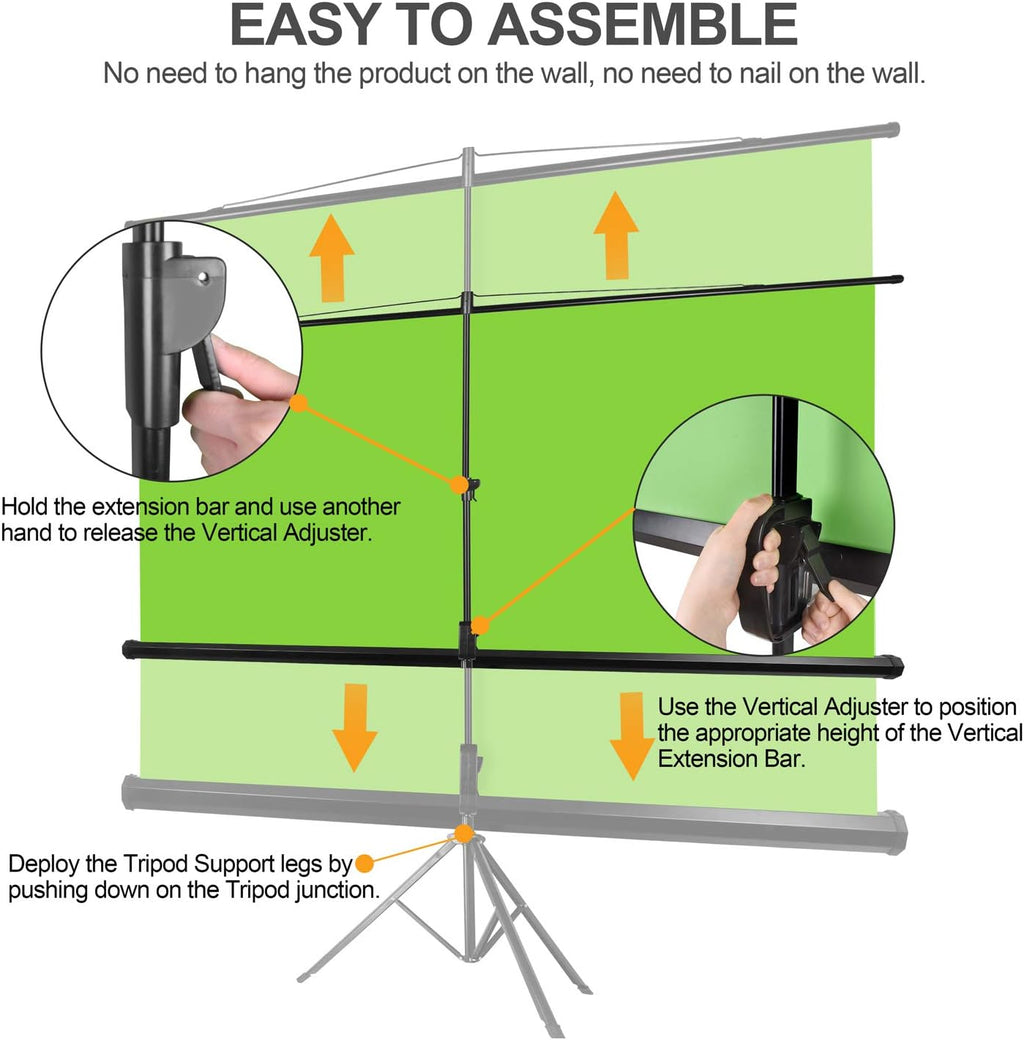 EMART 107" Green Screen Stand, Professional Chromakey Background with Auto-Locking Frame, Collapsible Portable Backdrop with Adjustable Tripod, Fast Fold Designed for Game, Stream, Video