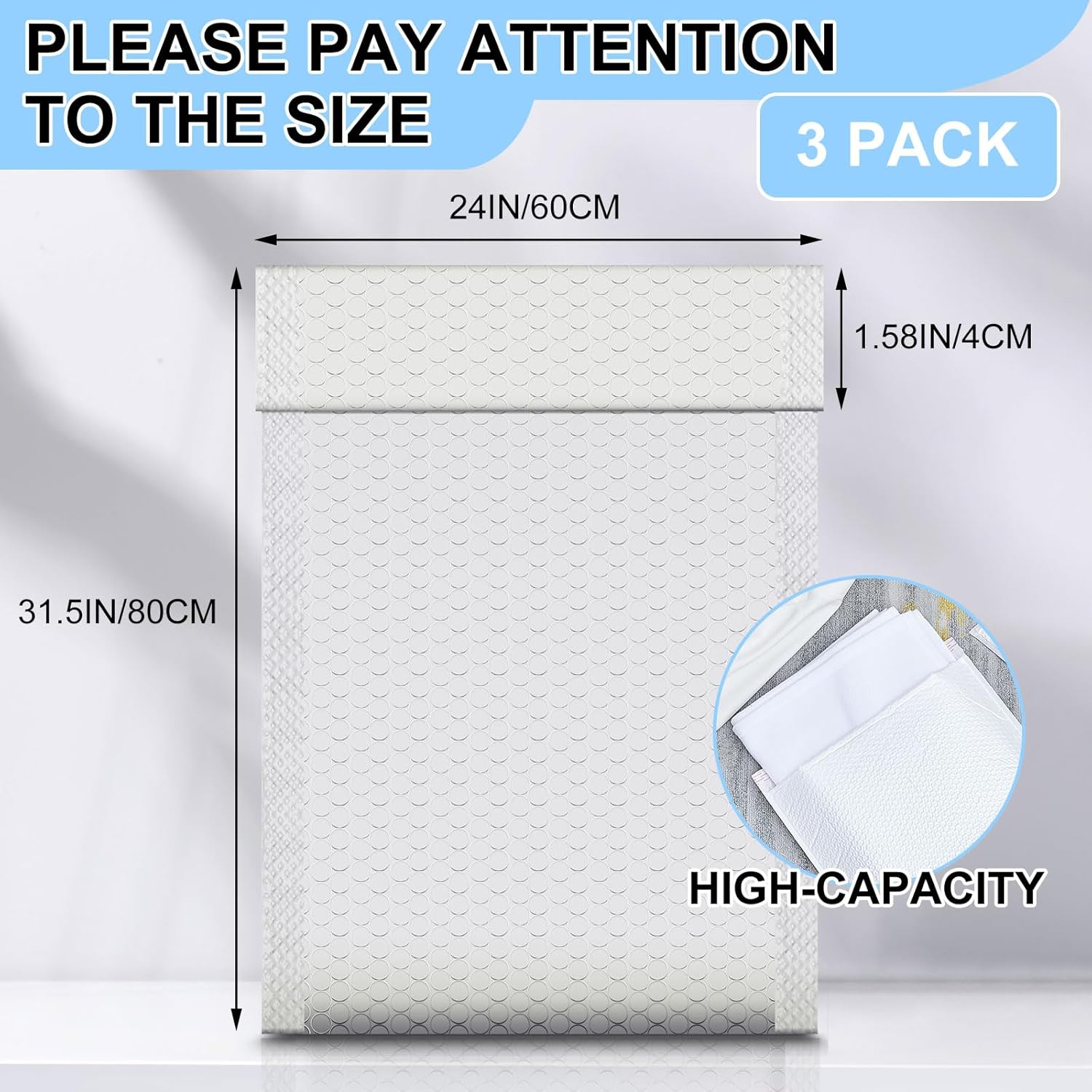 Ireer 3 Pack Extra Large Bubble Mailers 24 x 31.5" Poly Padded Envelopes Cushioned Mailing Envelopes Bubble Padded Mailers Self Adhesive Waterproof Shipping Bags for Business Gift Packaging