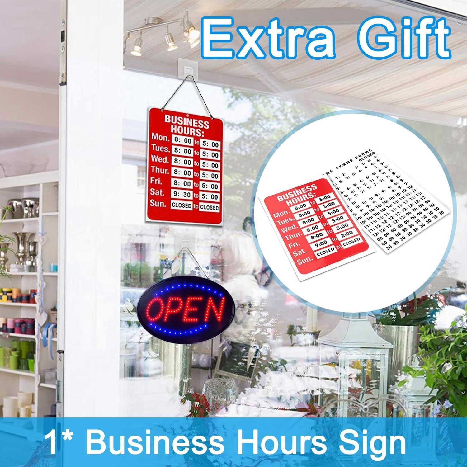 KEBE LED Open Signs for Business, Ultra Bright High Visibility Advertisement Board Electric Display Sign for Bar Hotel Shop Window Glass Door, 19"x10"