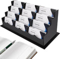 Business Card Holder, Acrylic Business Card Display, Clear Desktop Business Card Stand for Exhibition, Home & Office Black 4 Tiers 12 Slots