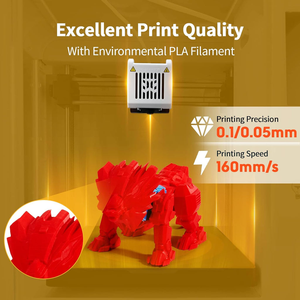 X-Maker 3D Printer for Kids and Beginners, Fully Assembled High-Speed 3D Printer with 8 PLA Filament Set, Leveling-Free Bed, Wi-Fi Printing, Resume Printing, Silent, High Precision, with App