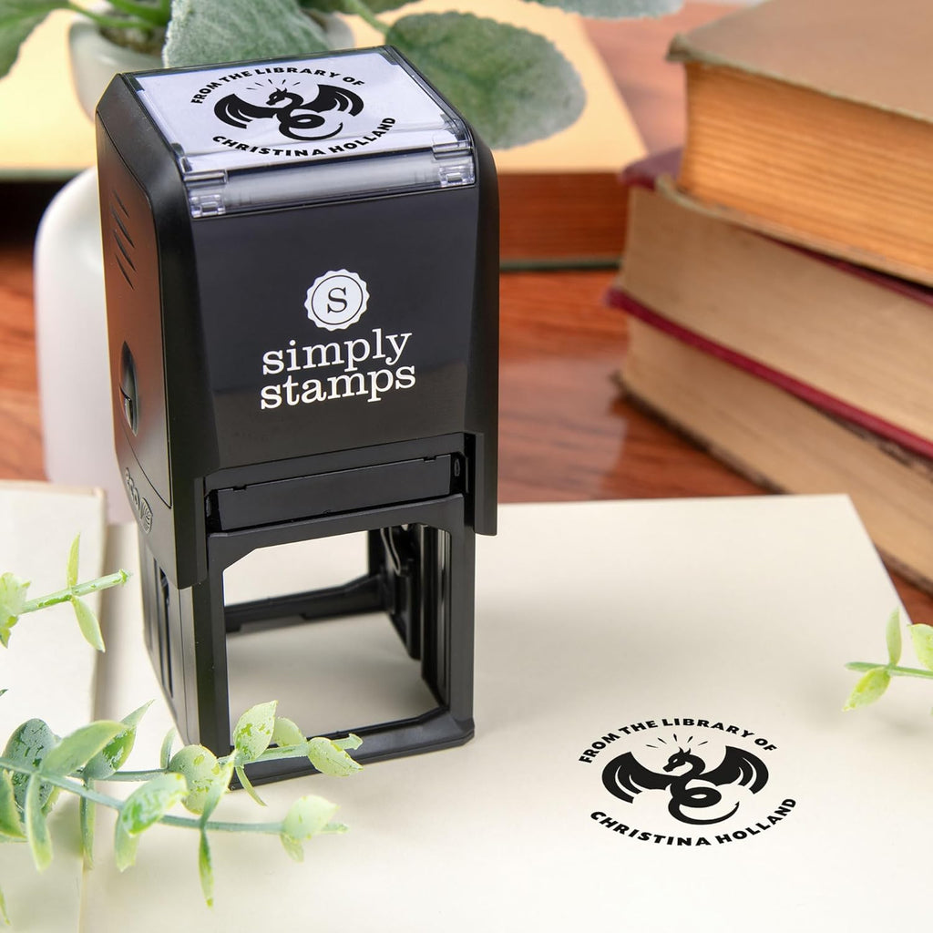 from The Library of Embossers & Stamps for Fantasy Book Readers | Custom Embosser | Custom Stamp | Ex Libris | Elevate Your Fantasy Collection of Stories and Novels (Design 5, Self-Inking Stamp)