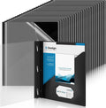 Teling 48 Pack Clear Front Report Covers with 3 Prongs Fasteners, 11.42 x 9.45 Inch Plastic Presentation Folders Bulk, 90 Sheet Capacity, Book File Covers for Office School Business, Black