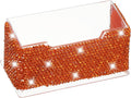 PATIKIL Rhinestone Business Card Holder, Crystal Business Card Holders Bling Business Card Organizer Display Stand for Desktop Desk Office Exhibition, Light Red